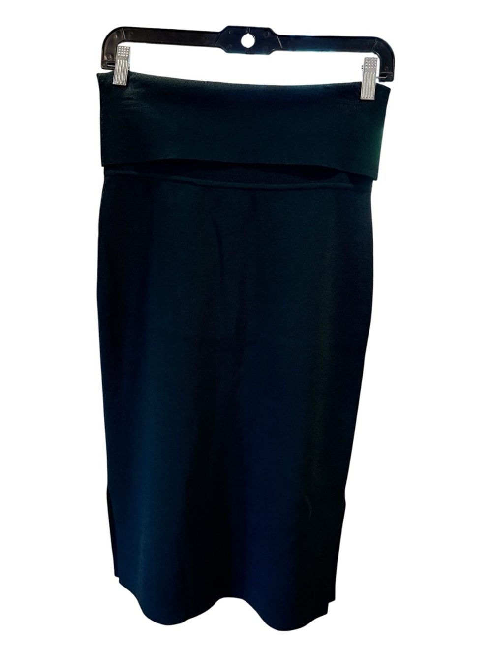 MM LaFleur Mini Skirt Hunter Green Fitted Knit Side Slit Size Large